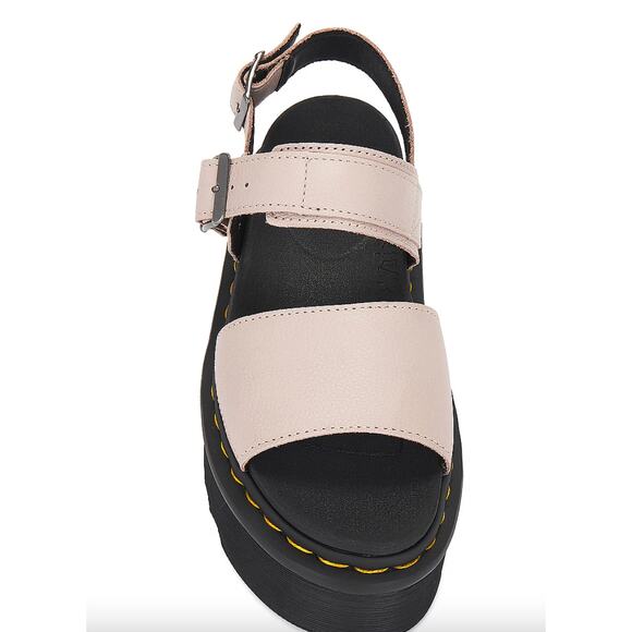 Dr. Martens VOSS QUAD Platform Leather Sandals | Womens 9 (41 EU), Vintage Taupe - Picture 3 of 8